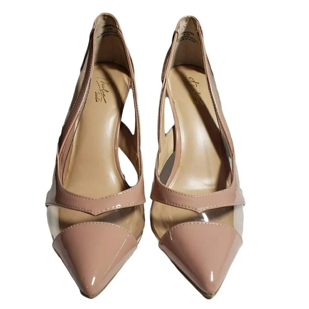 Thalia Sodi Womens Nessy Nude Pointed Toe Clear Slip On Pumps High Heels Sz 9.5